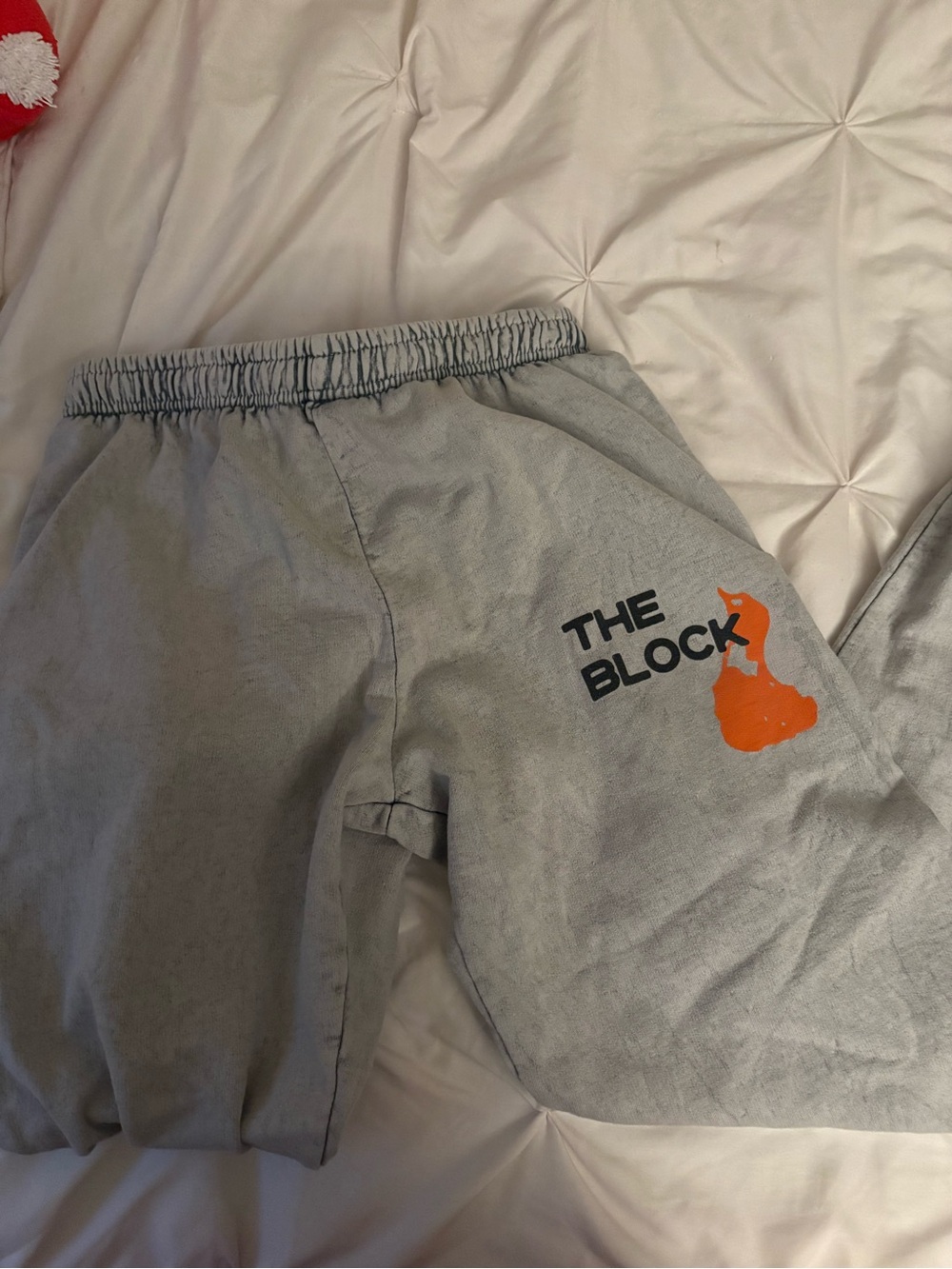 The Block Kids' Gray Sweatshorts with Orange Graphic